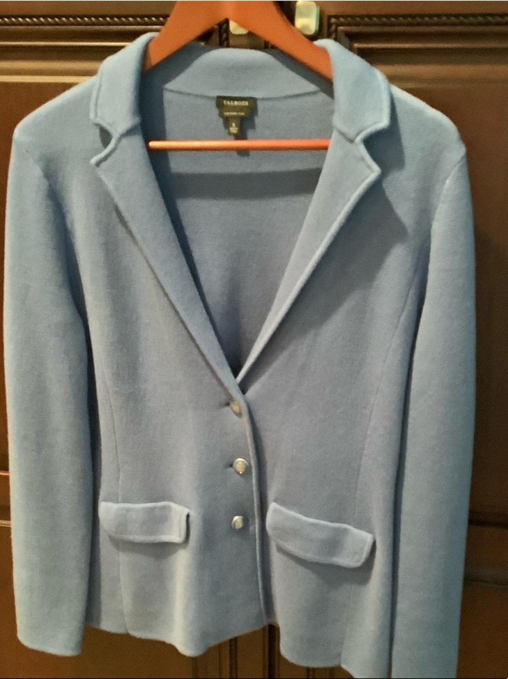 Talbots Powder Blue Button-Front Knit Blazer - Picture 5 of 6
